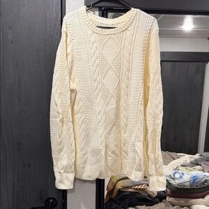 Cream Cable Knit Sweater Men